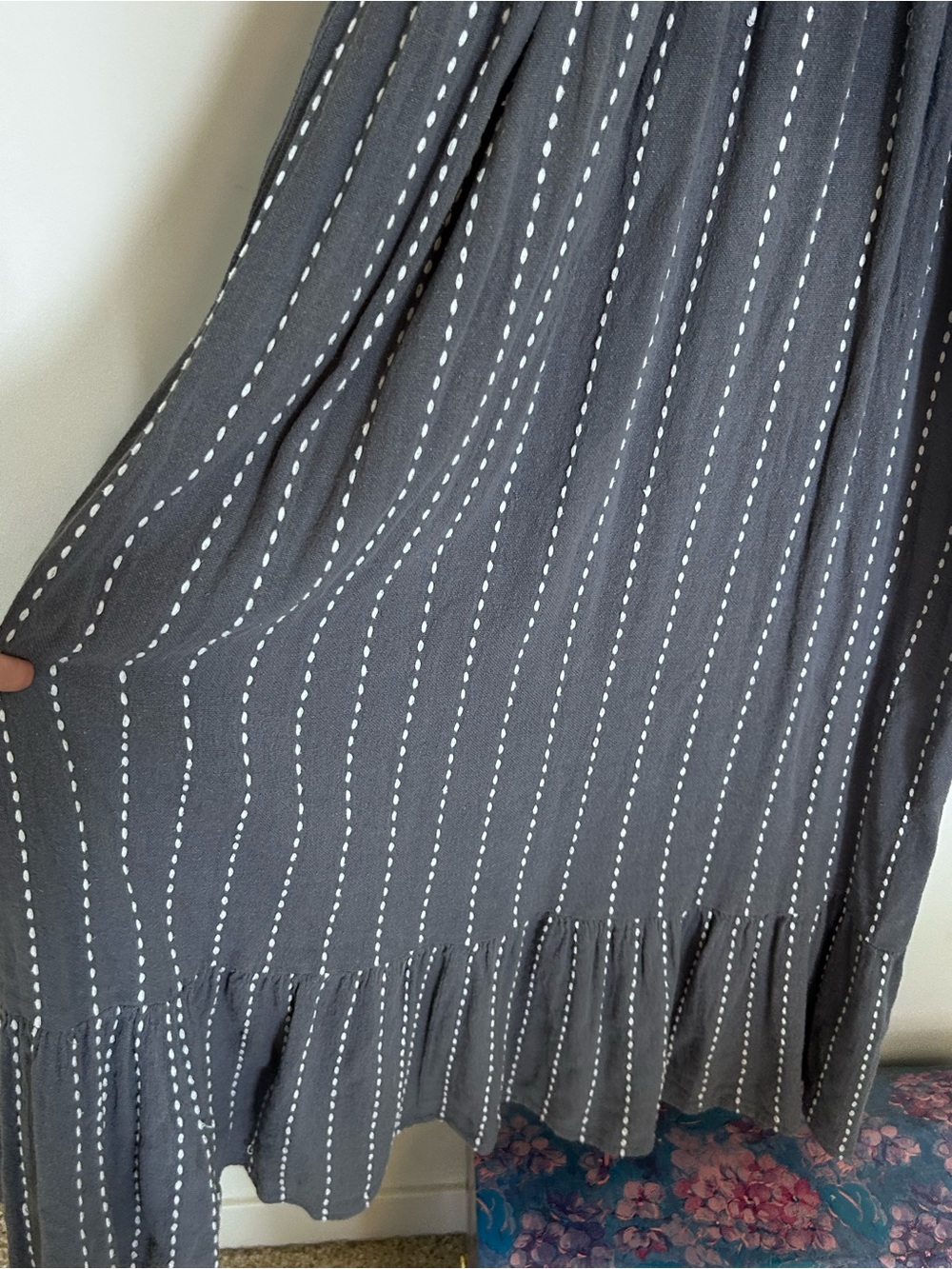 World Market 100% Cotton Wide Short Sleeve Striped Maxi Dress Size Large/XL - Picture 3 of 7